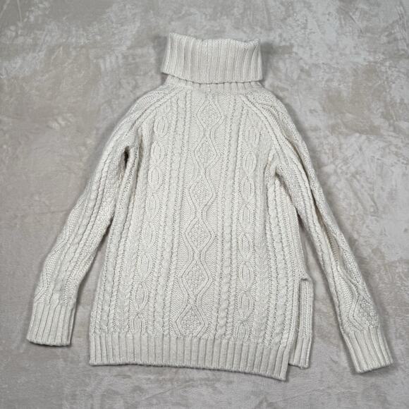 Polo Ralph Lauren Cable Knit Turtleneck Sweater Womens Size XS Beige Wool Blend - Picture 4 of 8